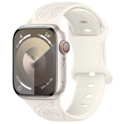 Engraved Pattern Silicone Strap for Apple Watch Band iWatch Series 10/9/8/7/Ultra2/6/5/4/SE2