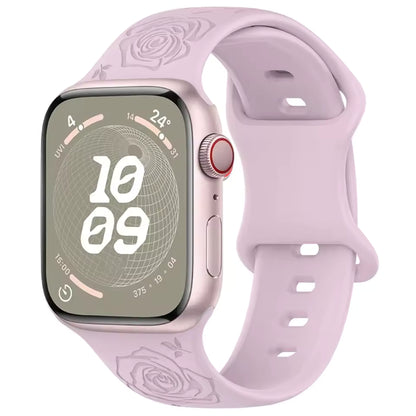 Engraved Pattern Silicone Strap for Apple Watch Band iWatch Series 10/9/8/7/Ultra2/6/5/4/SE2