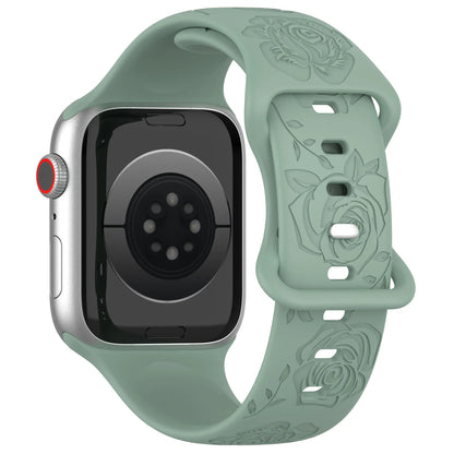 Engraved Pattern Silicone Strap for Apple Watch Band iWatch Series 10/9/8/7/Ultra2/6/5/4/SE2