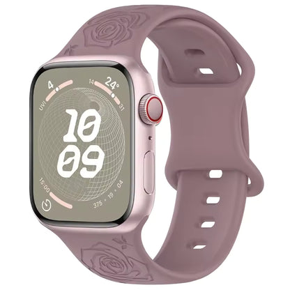 Engraved Pattern Silicone Strap for Apple Watch Band iWatch Series 10/9/8/7/Ultra2/6/5/4/SE2