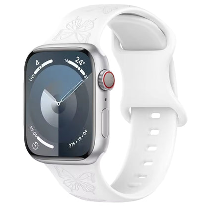 Engraved Pattern Silicone Strap for Apple Watch Band iWatch Series 10/9/8/7/Ultra2/6/5/4/SE2