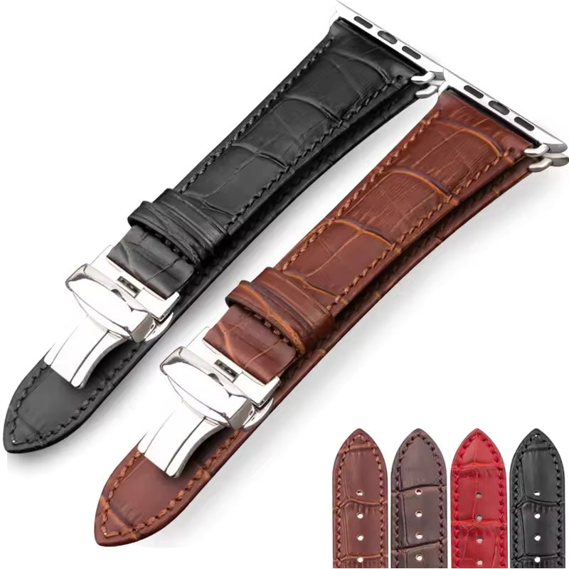 Genuine Crocodile Leather Strap for Apple Watch Band iWatch Series 7/SE/6/5/4/3/8/45mm/41mm