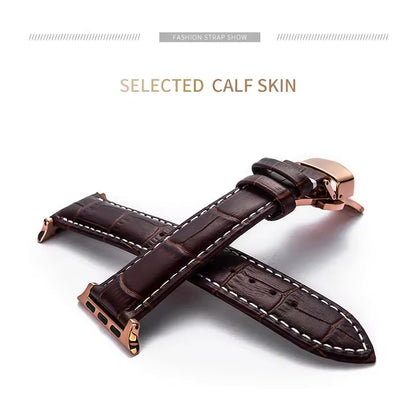 Genuine Crocodile Leather Strap for Apple Watch Band iWatch Series 7/SE/6/5/4/3/8/45mm/41mm