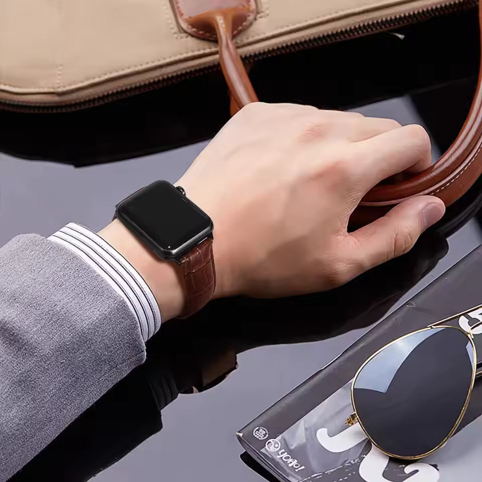 Genuine Crocodile Leather Strap for Apple Watch Band iWatch Series 7/SE/6/5/4/3/8/45mm/41mm