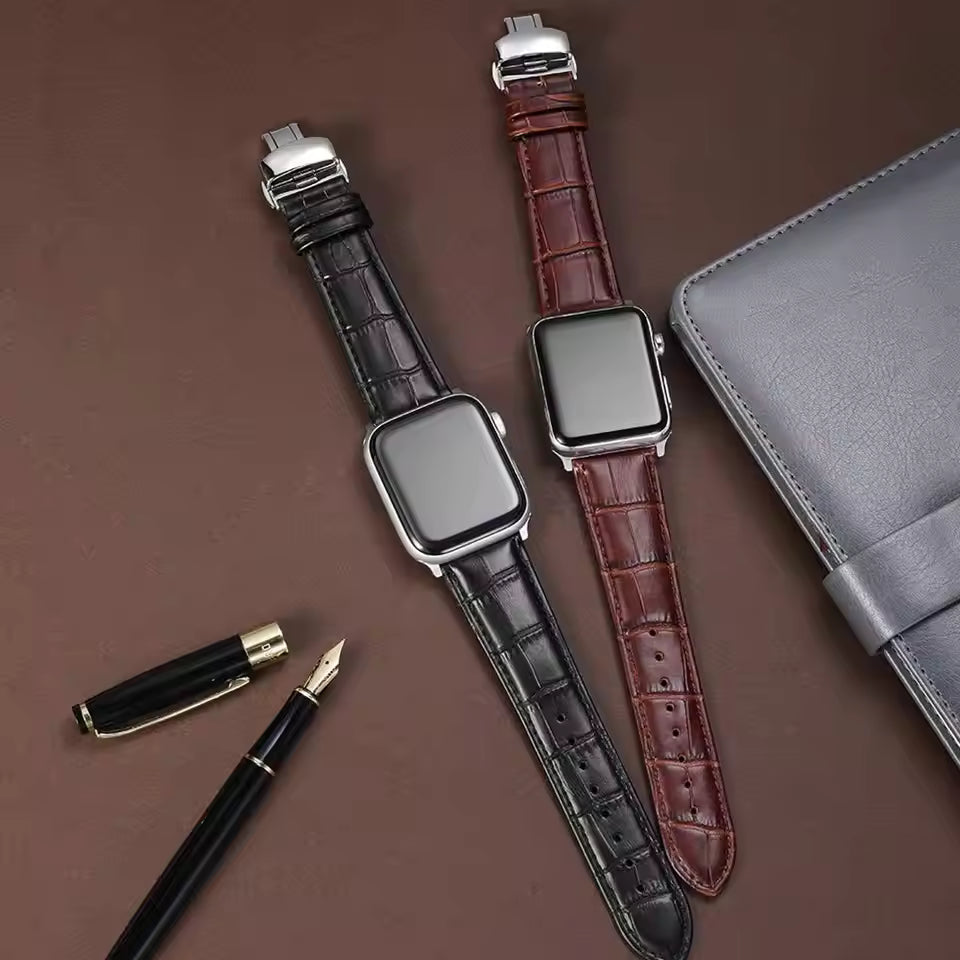 Genuine Crocodile Leather Strap for Apple Watch Band iWatch Series 7/SE/6/5/4/3/8/45mm/41mm