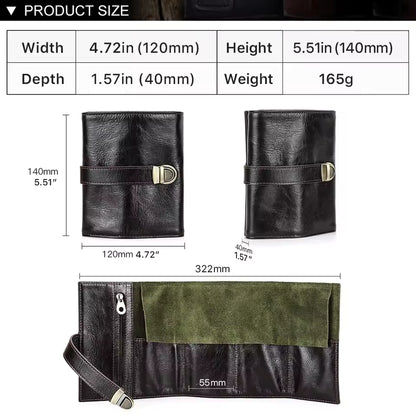Genuine Leather 4-Slot Watch Case - Portable Travel Watch Roll Pouch