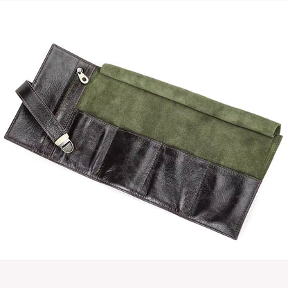 Genuine Leather 4-Slot Watch Case - Portable Travel Watch Roll Pouch