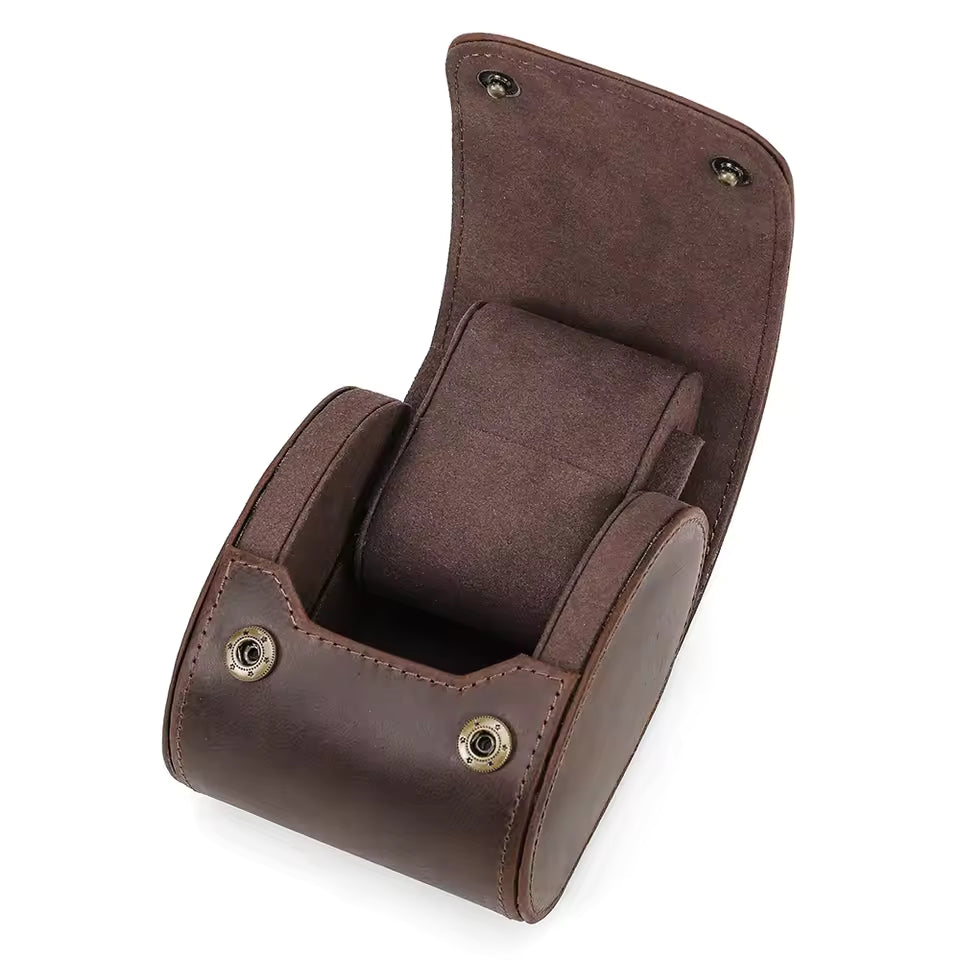 Genuine Leather 1/2/3/4 Slots Watch Roll Case - Travel Portable Watch Case Gift for Men