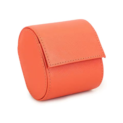 Genuine Saffiano Leather Single Slot Watch Roll Case - Travel Portable Watch Case
