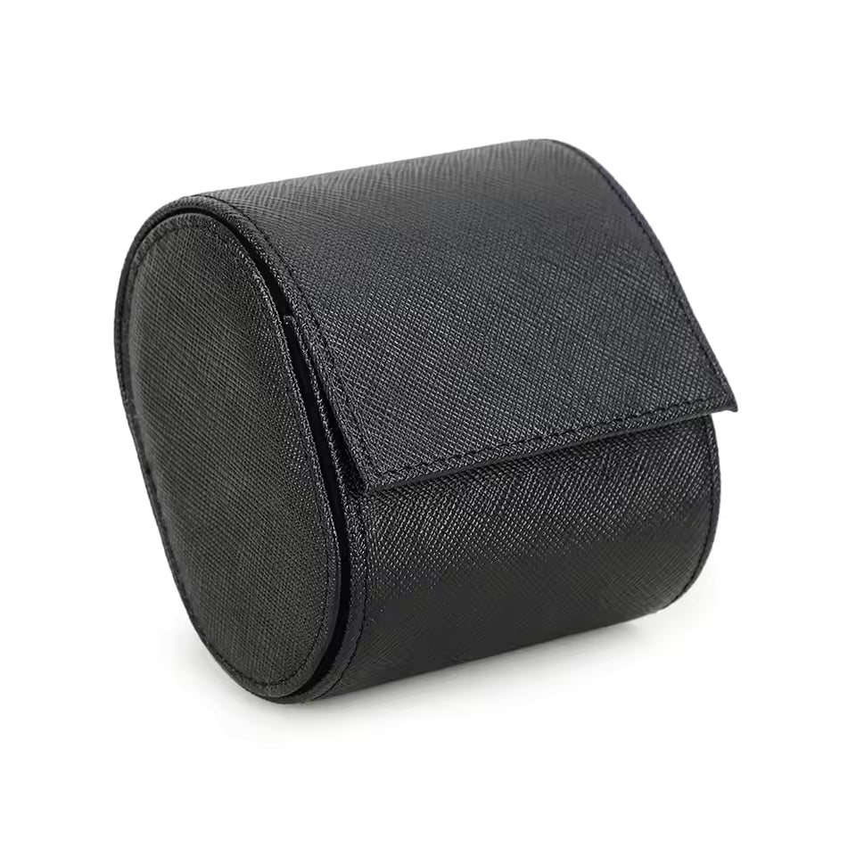 Genuine Saffiano Leather Single Slot Watch Roll Case - Travel Portable Watch Case