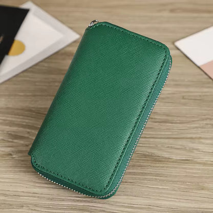 Genuine Saffiano Leather 2-Slot Watch Case - Luxury Travel Watch Organizer for Men & Women