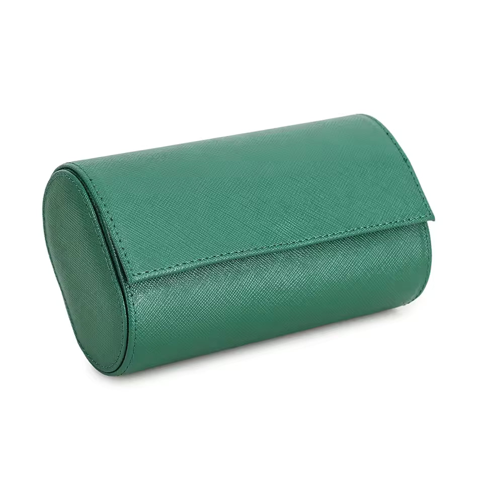 Genuine Saffiano Leather 2-Slot Watch Roll Case - Luxury Travel Watch Storage Organizer