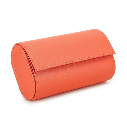 Genuine Saffiano Leather 2-Slot Watch Roll Case - Luxury Travel Watch Storage Organizer