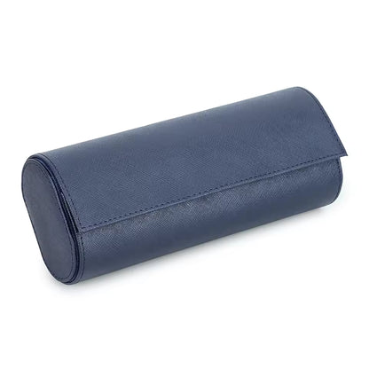 Genuine Saffiano Leather 3-Slot Watch Roll Case - Portable Travel Watch Storage Organizer
