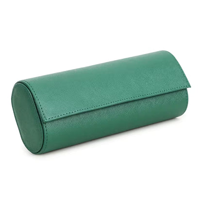 Genuine Saffiano Leather 3-Slot Watch Roll Case - Portable Travel Watch Storage Organizer