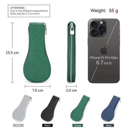 Genuine Saffiano Leather Single Slot Watch Case with Zipper - Portable Travel Watch Organizer