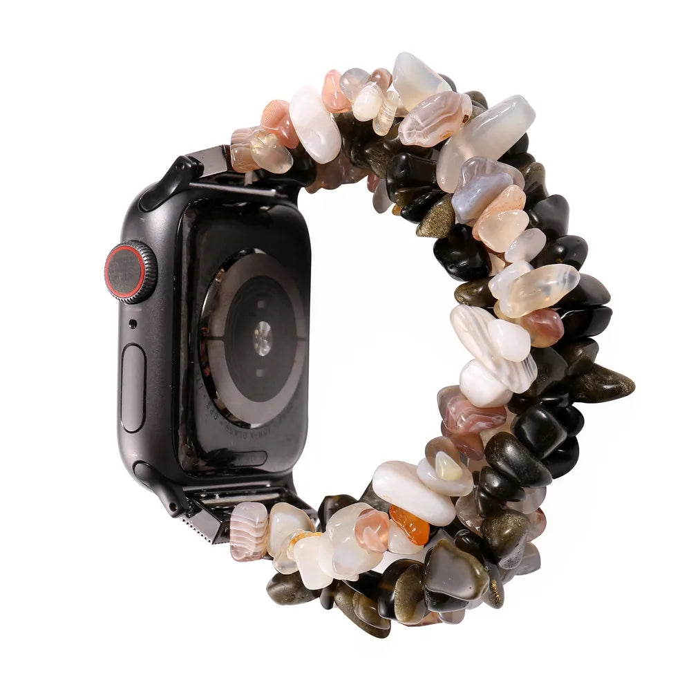 Handmade Rough Stone Crystal Bracelet for Apple Watch Band iWatch Series Ultra2/1/10/9/8/7/6/5/4/SE