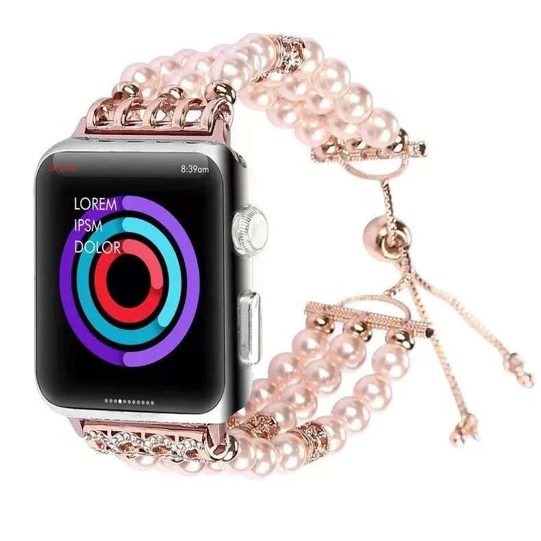 Women's Jewelry Beaded Bracelet for Apple Watch Band iWatch Series Ultra2/10/9/8/7/6/5/4/3/SE