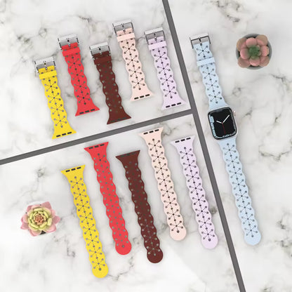 Lace Silicone Bracelet for Apple Watch Band iWatch Series Ultra/10/9/8/7/6/5/4/3/SE