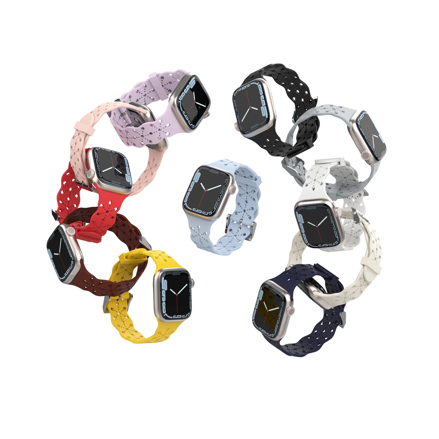 Lace Silicone Bracelet for Apple Watch Band iWatch Series Ultra/10/9/8/7/6/5/4/3/SE