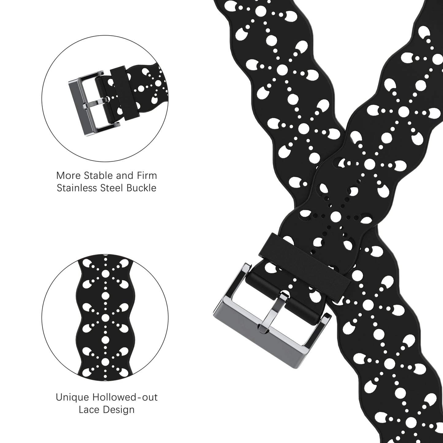 Lace Silicone Bracelet for Apple Watch Band iWatch Series Ultra/10/9/8/7/6/5/4/3/SE