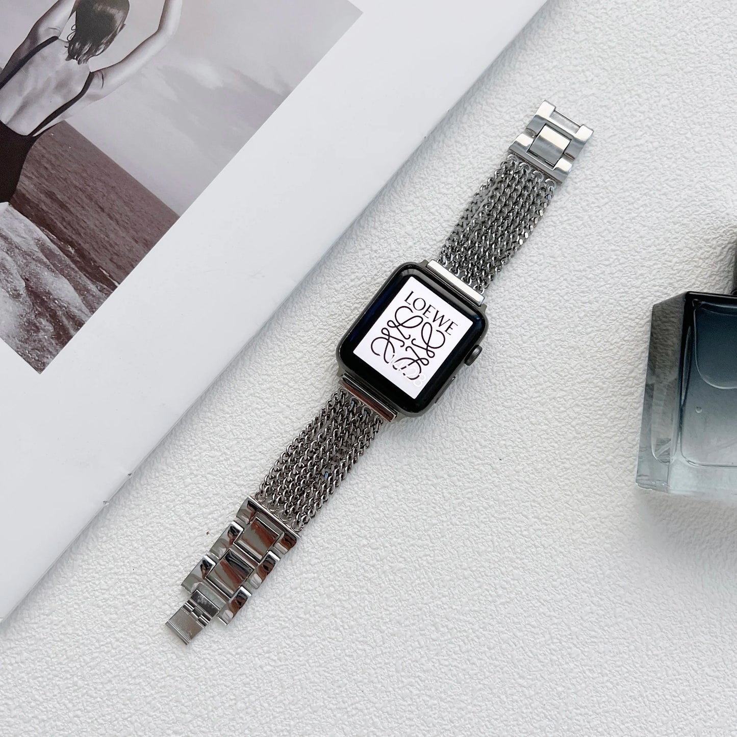 Link Stainless Steel Bracelet for Apple Watch Band iWatch Series 10/9/8/7/6/5/4/SE