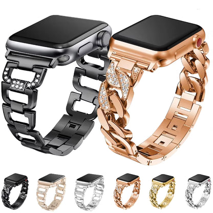 Luxury Diamond Stainless Steel Bracelet for Apple Watch Band iWatch Series Ultra2/10/9/8/7/6/5/4
