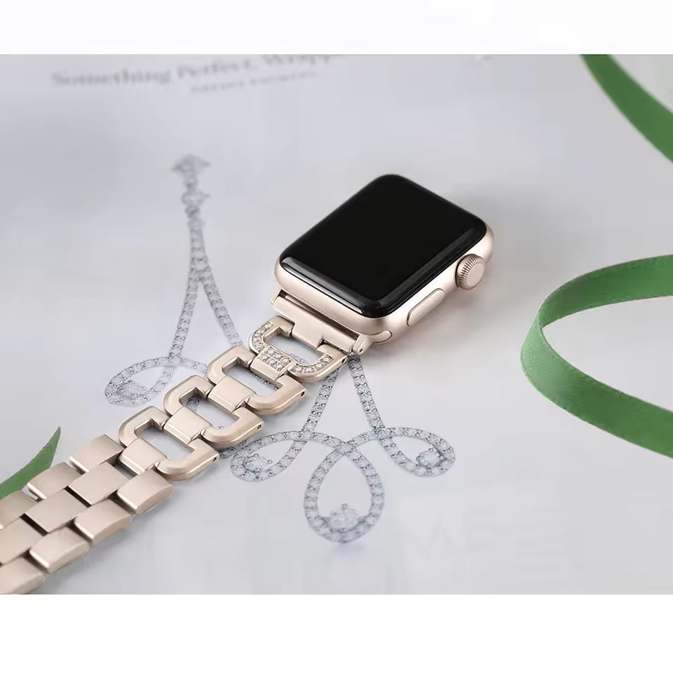 Luxury Diamond Stainless Steel Bracelet for Apple Watch Band iWatch Series Ultra2/10/9/8/7/6/5/4