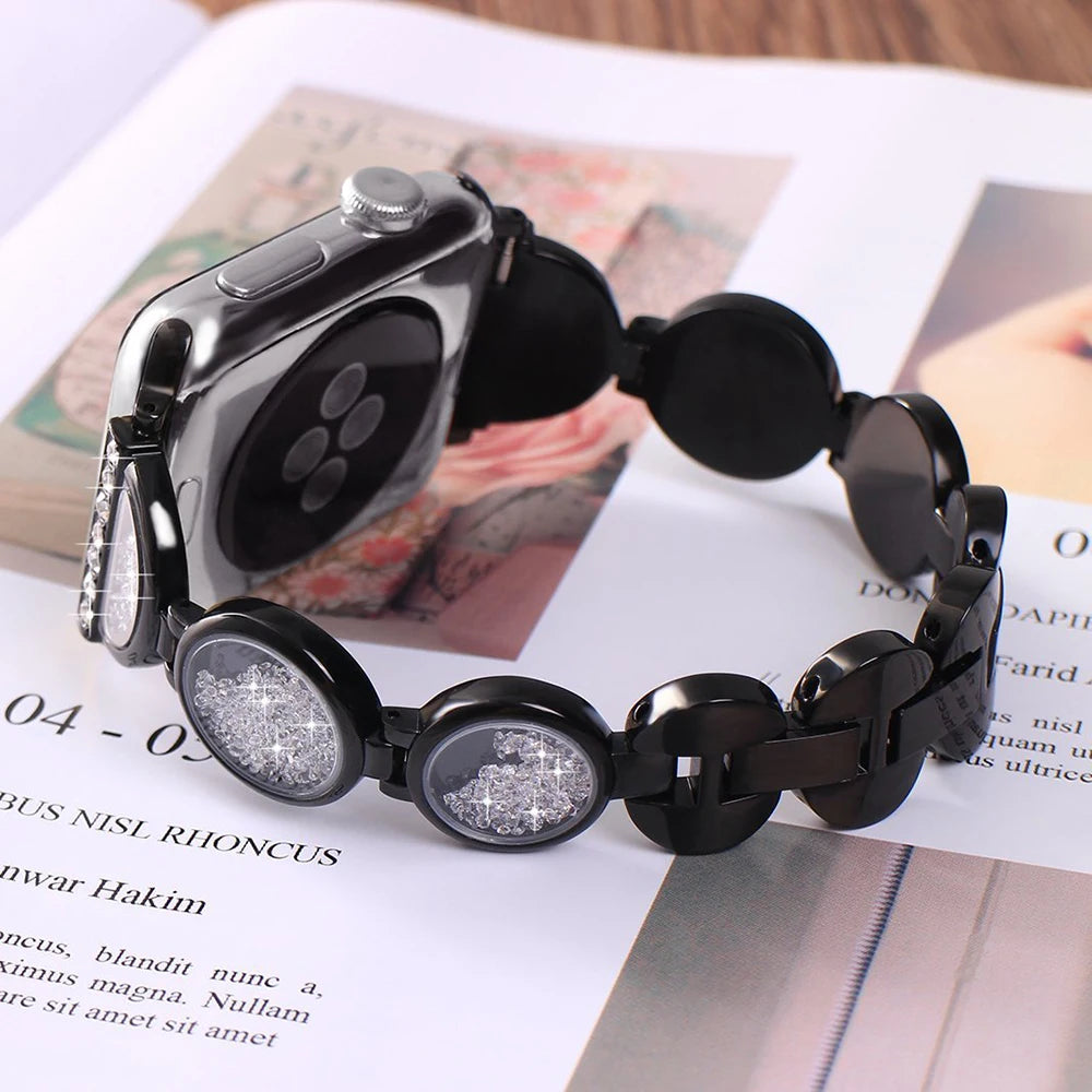 Luxury Stainless Steel Diamond Bracelet for Apple Watch Band iWatch Series Ultra3/11/10/9/8/7/6/5/4/SE