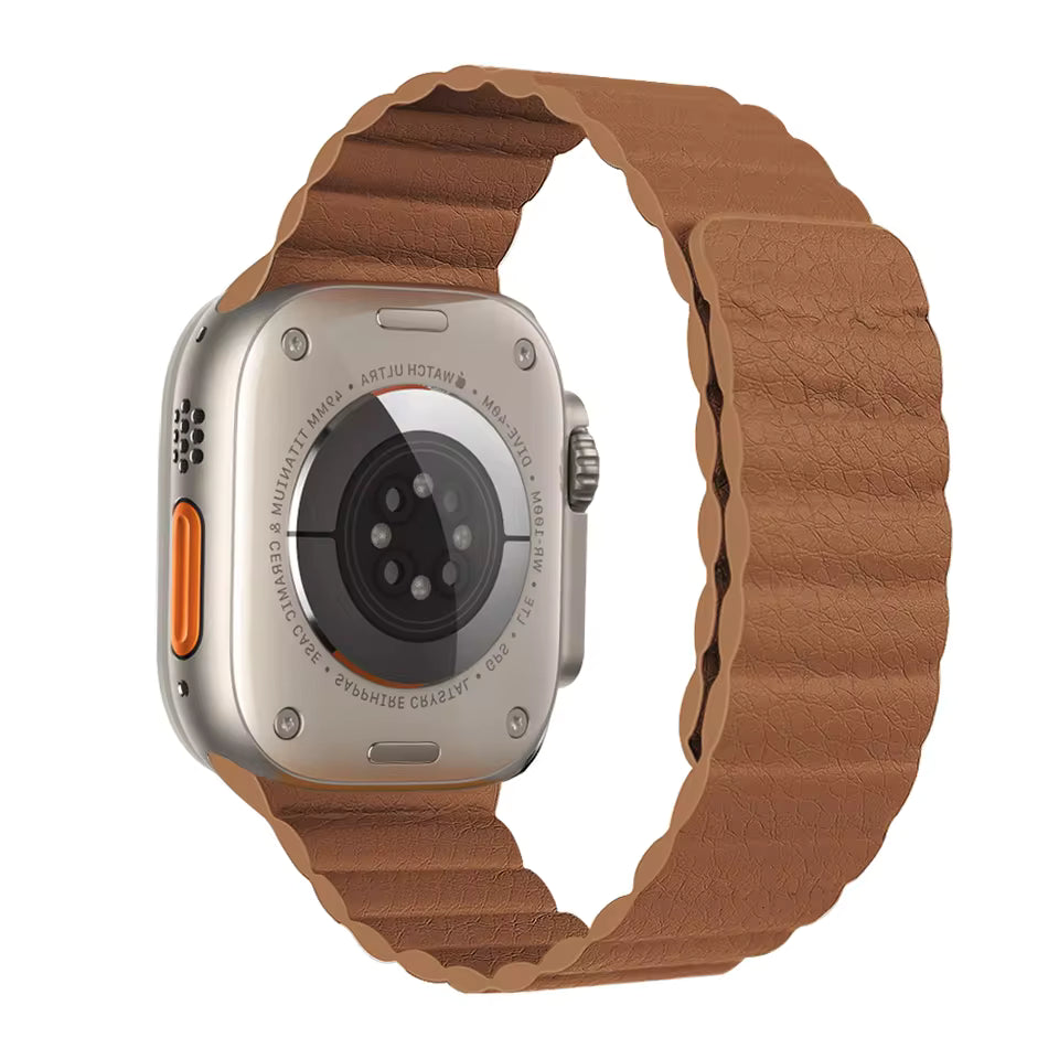 Magnetic Leather Loop Strap for Apple Watch Ultra Band 49mm 44mm 40mm 38mm 42mm 45mm 41mm Series 3/4/5/SE/7/8