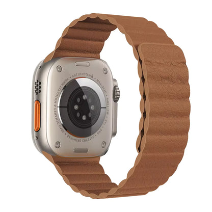 Magnetic Leather Loop Strap for Apple Watch Ultra Band 49mm 44mm 40mm 38mm 42mm 45mm 41mm Series 3/4/5/SE/7/8