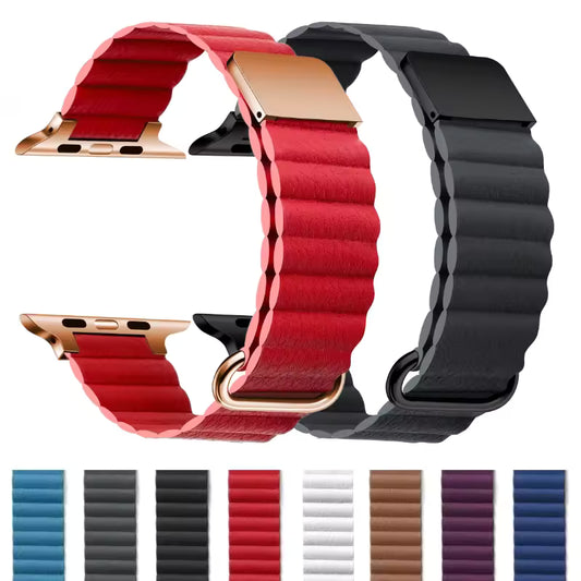 Magnetic Leather Strap for Apple Watch Band iWatch Series Ultra/3/11/10/9/8/7/6/5/4/3/SE