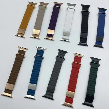 Magnetic Leather Strap for Apple Watch Band iWatch Series Ultra/3/11/10/9/8/7/6/5/4/3/SE