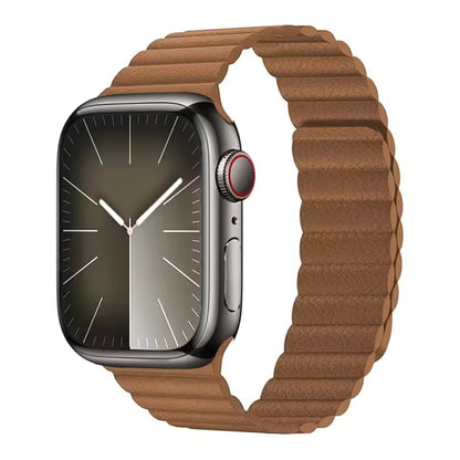Magnetic Leather Strap for Apple Watch Band iWatch Series 9/8/7/3/4/5/6/Ultra/SE/2