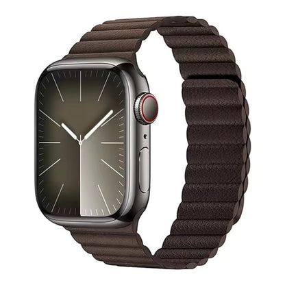 Magnetic Leather Strap for Apple Watch Band iWatch Series 9/8/7/3/4/5/6/Ultra/SE/2