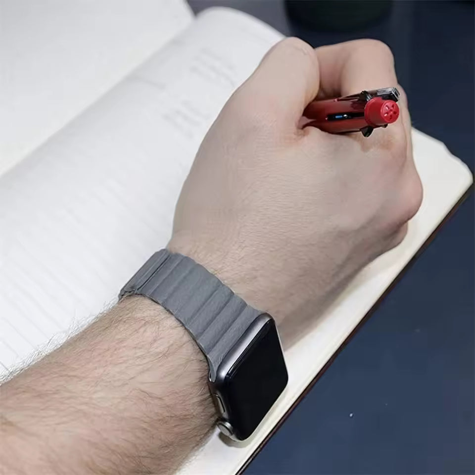 Magnetic Leather Strap for Apple Watch Band iWatch Series 9/8/7/3/4/5/6/Ultra/SE/2