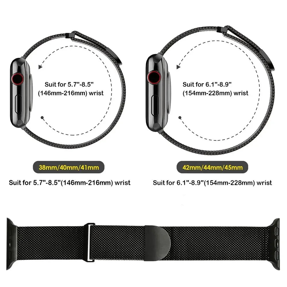 Magnetic Metal Milanese Bracelet for Apple Watch Band iWatch Series Ultra3/2/11/10/9/8/7/6/5/4/SE2
