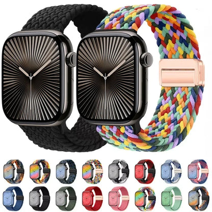 Magnetic Nylon Braided Bracelet for Apple Watch Band iWatch Series Ultra2/3/11/10/9/8/7/6/5/4/SE