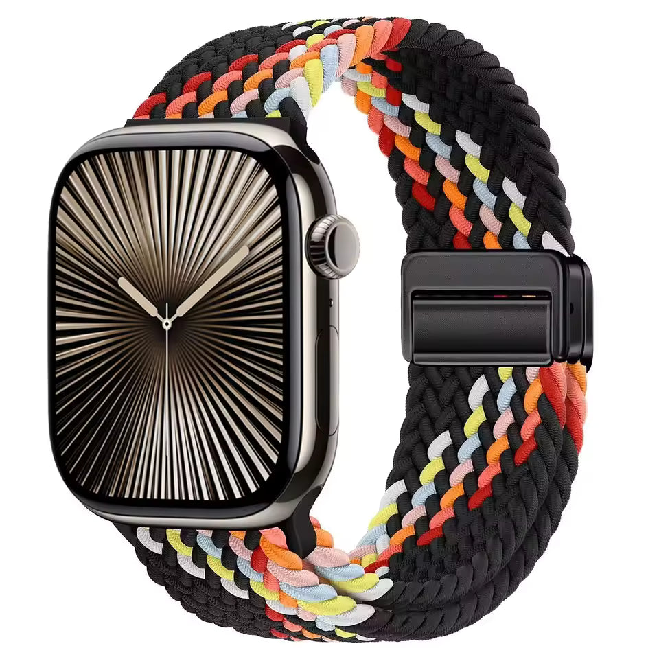 Magnetic Nylon Braided Bracelet for Apple Watch Band iWatch Series Ultra2/3/11/10/9/8/7/6/5/4/SE