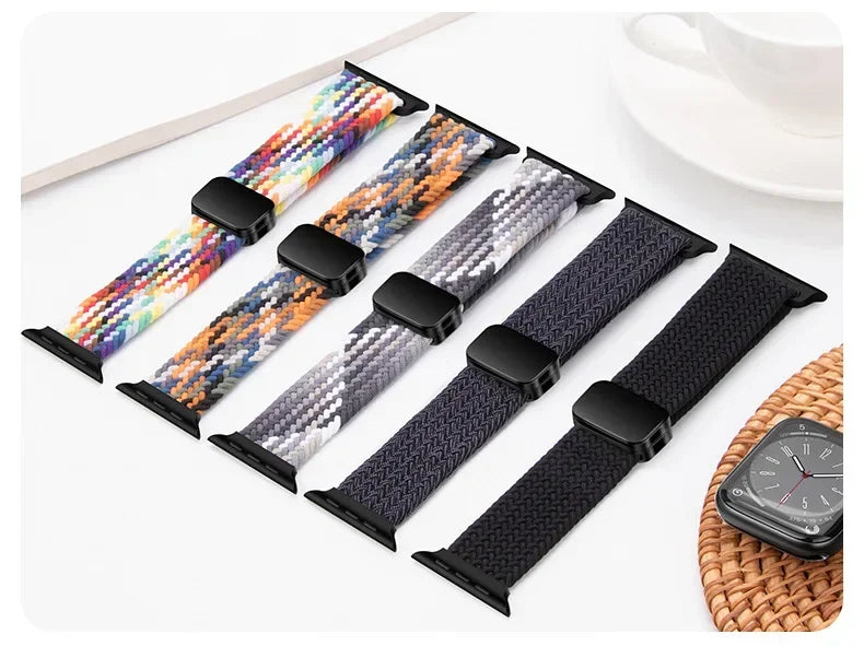 Magnetic Nylon Braided Bracelet for Apple Watch Band iWatch Series Ultra2/3/11/10/9/8/7/6/5/4/SE