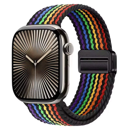Magnetic Nylon Braided Bracelet for Apple Watch Band iWatch Series Ultra2/3/11/10/9/8/7/6/5/4/SE