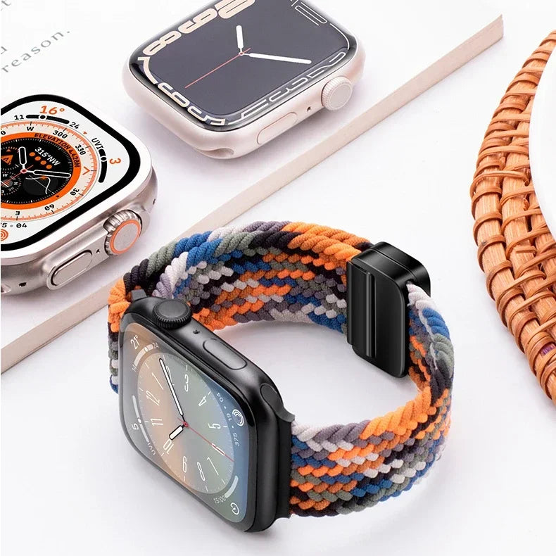 Magnetic Nylon Braided Bracelet for Apple Watch Band iWatch Series Ultra2/3/11/10/9/8/7/6/5/4/SE