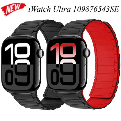 Magnetic Silicone Strap for Apple Watch Band iWatch Series Ultra3/2/11/10/9/8/7/6/5/SE
