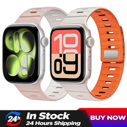 Magnetic Wave Silicone Strap for Apple Watch Band iWatch Series 11/10/Ultra3/2/1/9/8/7/6/5/SE3