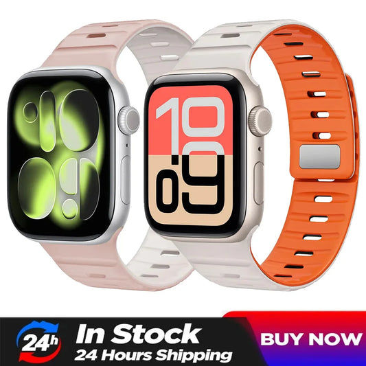 Magnetic Wave Silicone Strap for Apple Watch Band iWatch Series 11/10/Ultra3/2/1/9/8/7/6/5/SE3