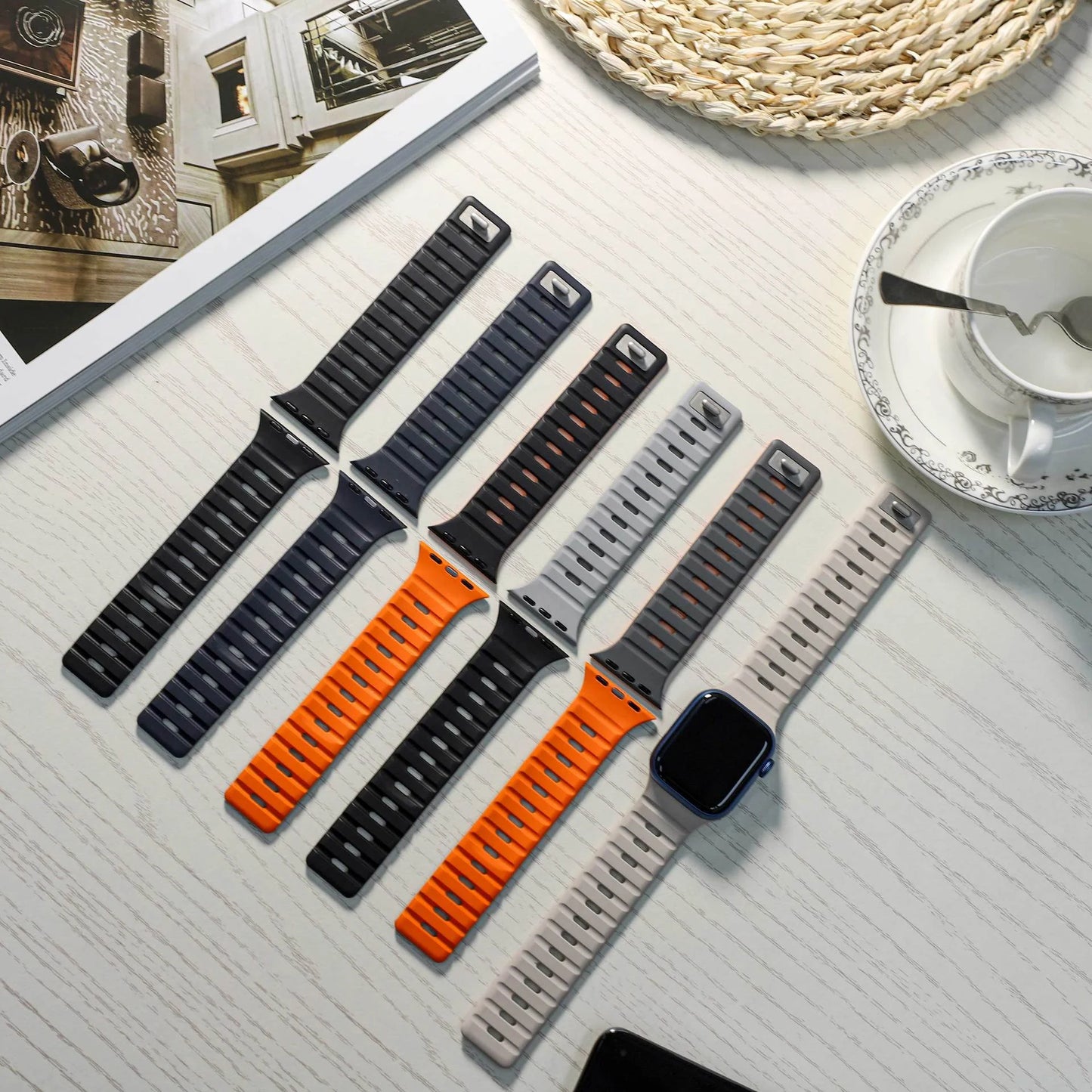 Magnetic Wave Silicone Strap for Apple Watch Band iWatch Series 11/10/Ultra3/2/1/9/8/7/6/5/SE3