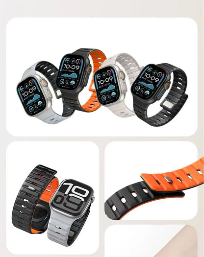 Magnetic Wave Silicone Strap for Apple Watch Band iWatch Series 11/10/Ultra3/2/1/9/8/7/6/5/SE3