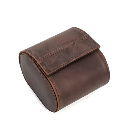 Men's Crazy Horse Leather 1/2/3/4/6/8 Slots Watch Roll Case - Portable Watch Organizer