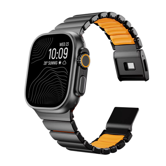 Men's Metal Rubber Magnetic Strap for Apple Watch Ultra 3/2 Band 49mm 46mm 45mm 44mm Series 11/10/9/8