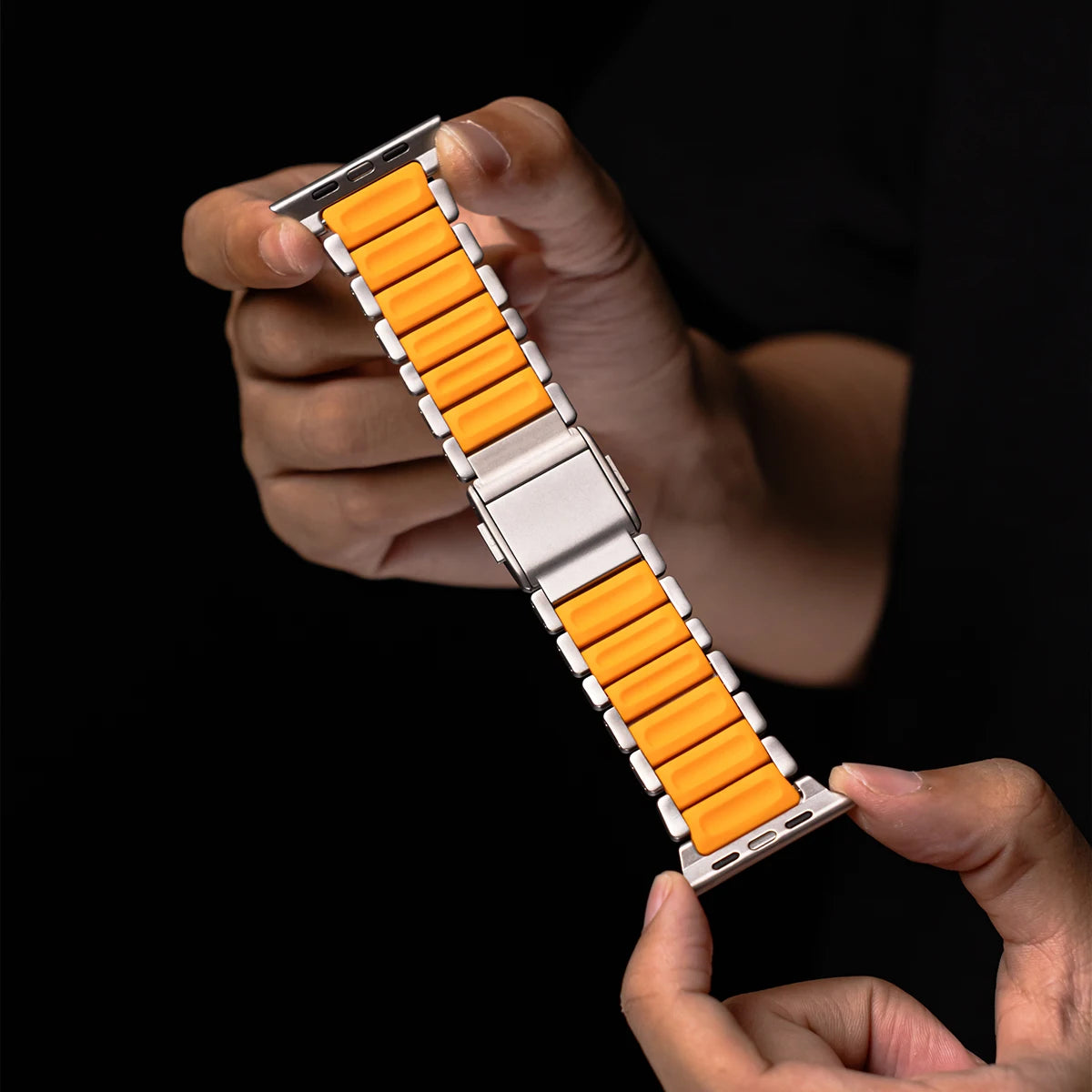 Men's Metal Rubber Magnetic Strap for Apple Watch Ultra 3/2 Band 49mm 46mm 45mm 44mm Series 11/10/9/8